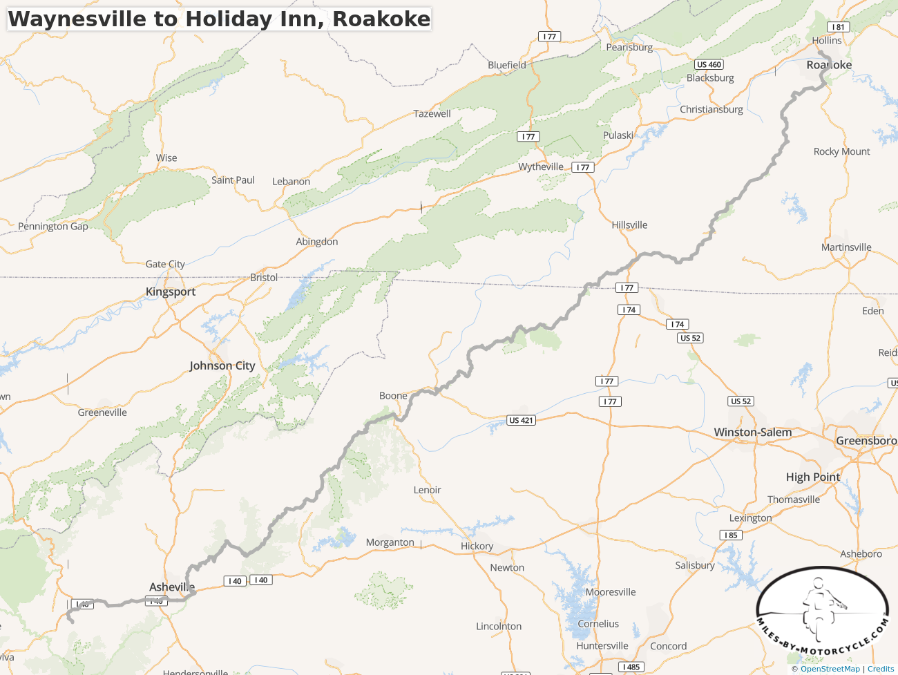 Waynesville to Holiday Inn, Roakoke
