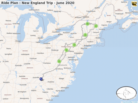 Ride Plan : New England Trip - June 2020