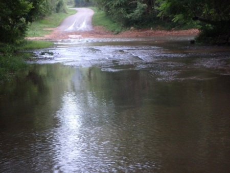 Water over the road.