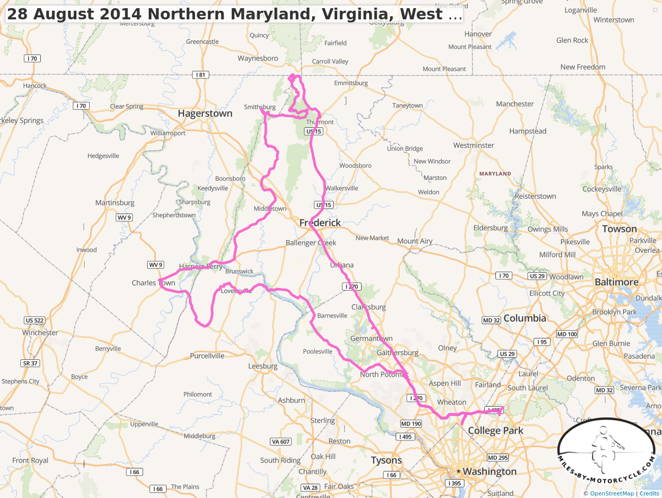 28 August 2014 Northern Maryland, Virginia, West Virginia Loop Ride
