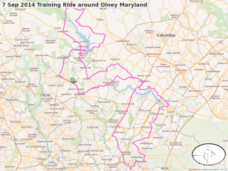 7 Sep 2014 Training Ride around Olney Maryland