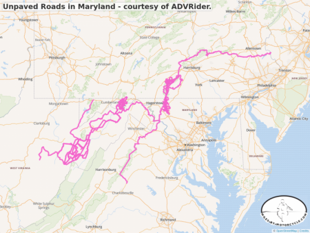Unpaved Roads in Maryland - courtesy of ADVRider.