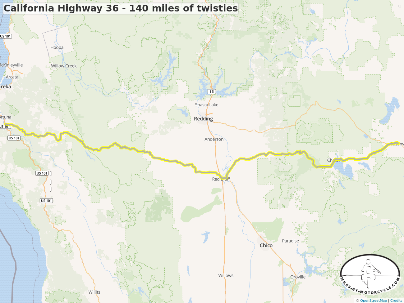 California Highway 36 - 140 miles of twisties