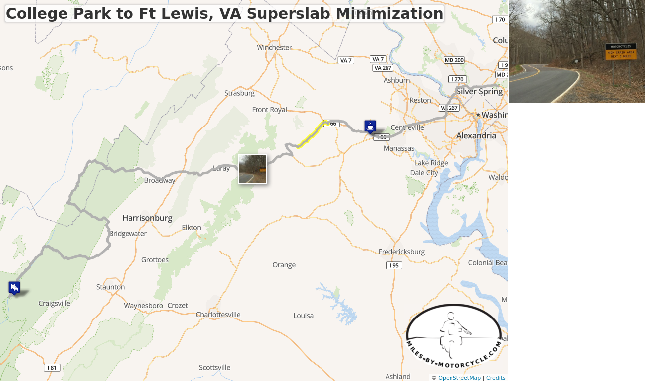 College Park to Ft Lewis, VA Superslab Minimization