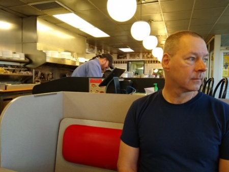 Yermo, pre-coffee at the Waffle House