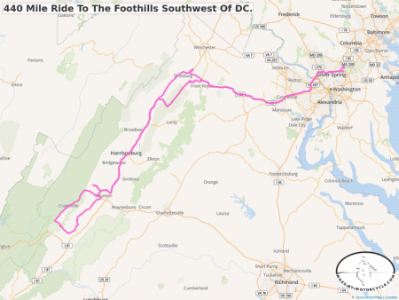 440 Mile Ride To The Foothills Southwest Of DC.