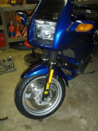 1992 BMW K100RS Front End with Racetech rebuilt forks and EBC rotors and pads.