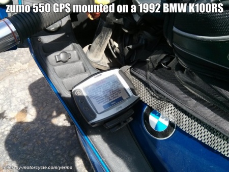 zumo 550 GPS mounted on a 1992 BMW K100RS